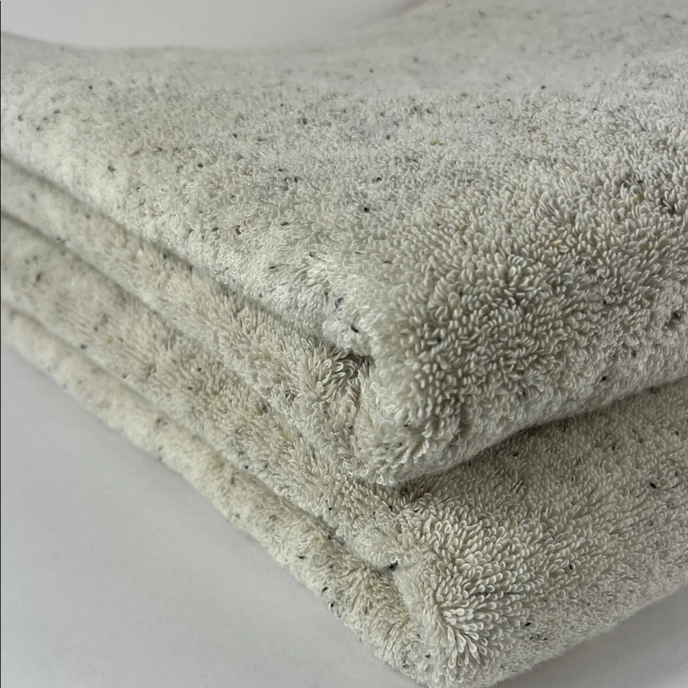 Pera Avenue Turkish Cotton Bath Towels Tan Black Speckles Plush Set of 2 NEW